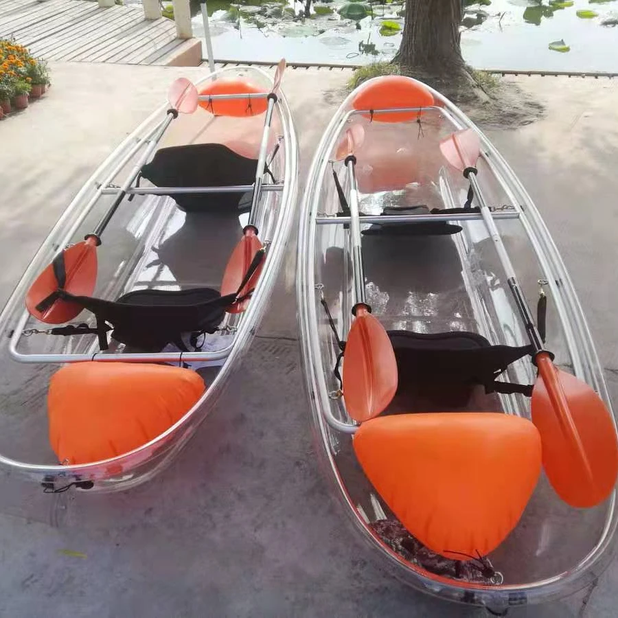 Crystal kayak fishing boat transparent canoe with clear bottom for wholesale (1600455768594)