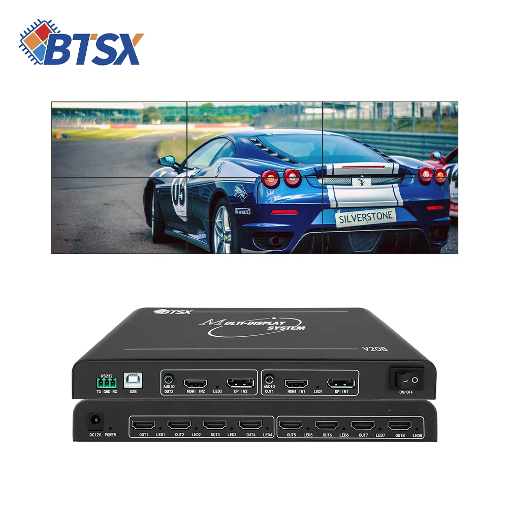 Bitvisus 8K 2x4 2x3 1x4 1x6 1x8 Point to Point HDMI DP HD Video Wall Controller 2x2