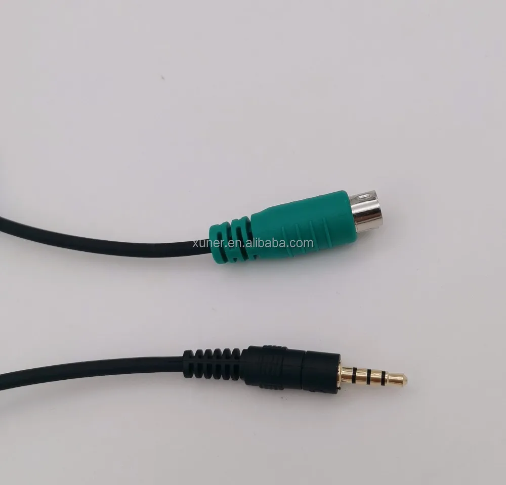 TRRS 3.5mm Stereo jack Mini DIN 6PIN Green male audio spiral cable Microphone car audio cable