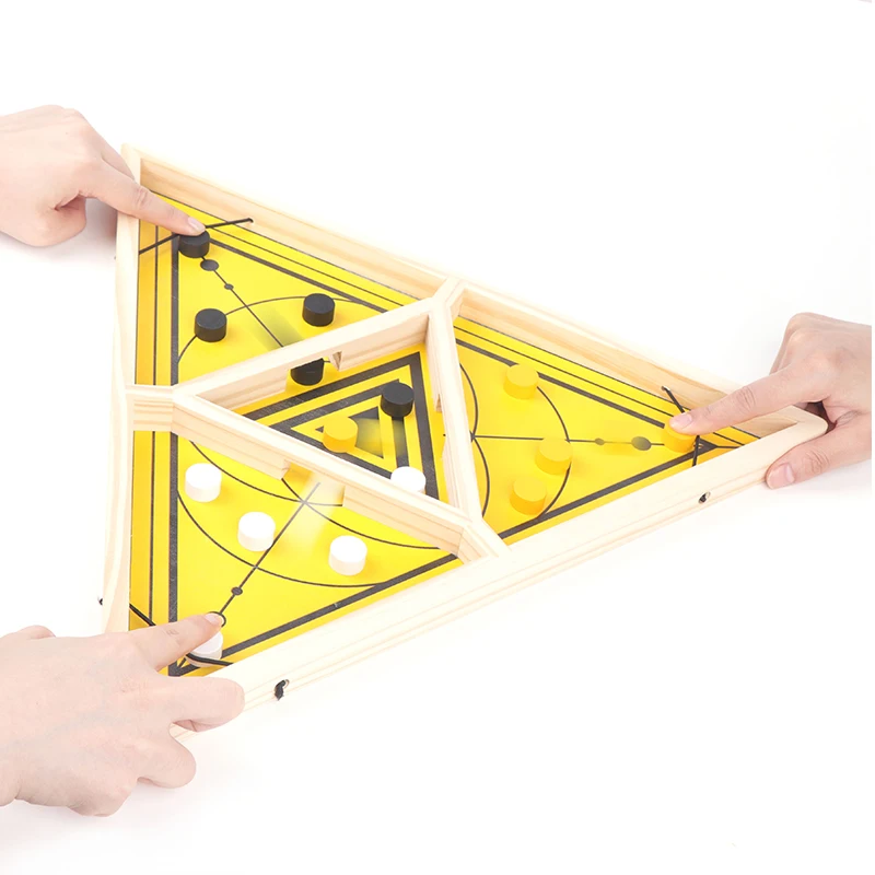 Wooden 3 player Sling Puck Game Factory party board game for kids Fast Table Desktop Battle Game