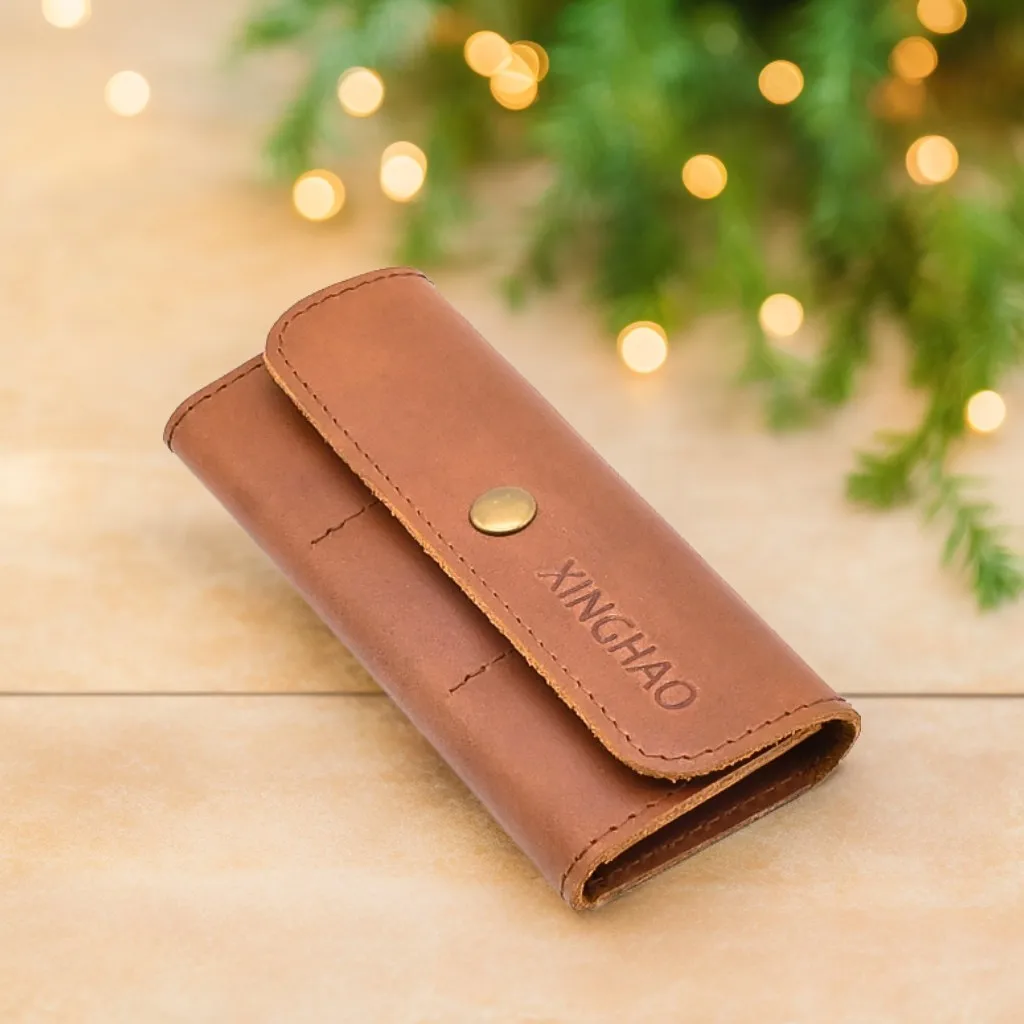 High End Custom Crazy Horse Leather Micro Memory Card Case Wholesale Digital Gear Camera SD Card Holder