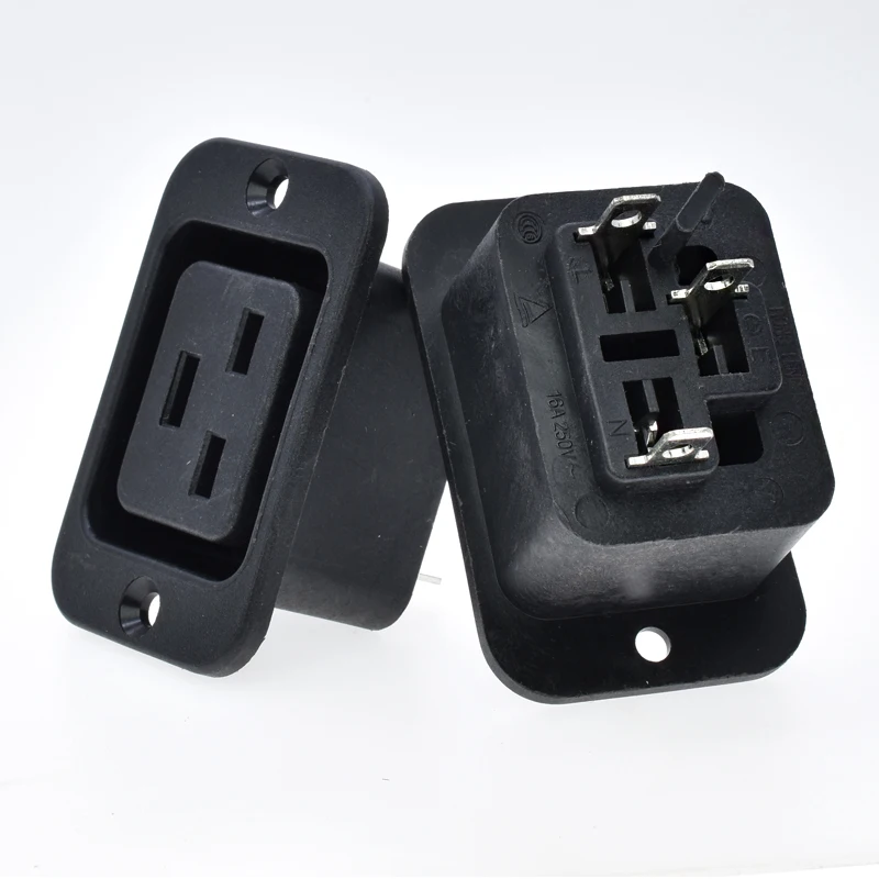 High quality IEC60320 C19 power socket with screw hole with certificate 16A250V female C19 power outlet for PDU UPS