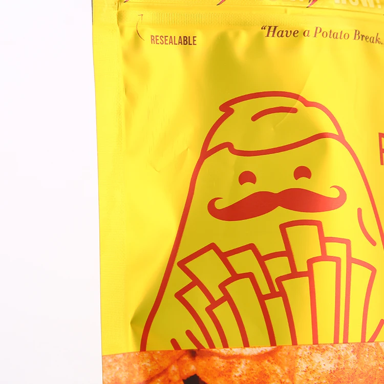Custom printed resealable gold shinny matte potato chip bag sealer chips packing potato packaging bag