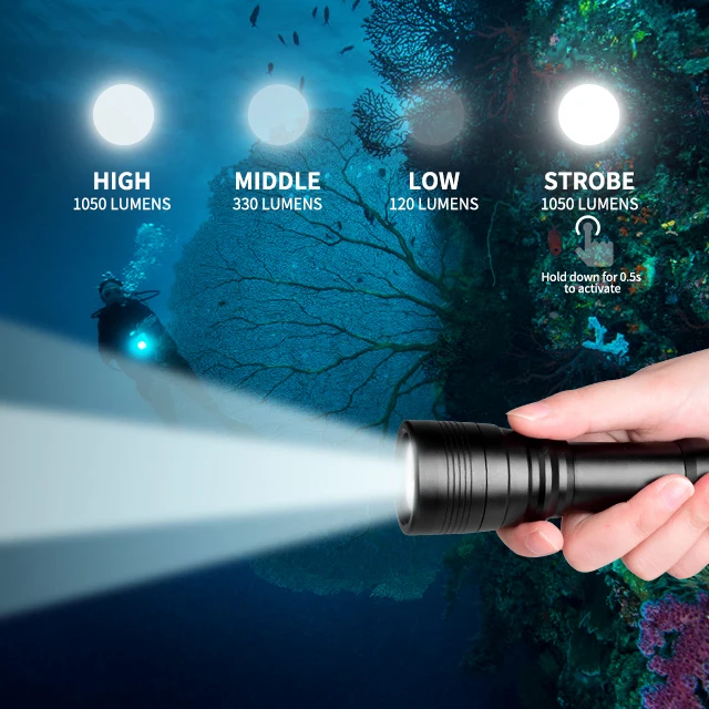 New Professional Diving Flashlight Powerful 1000 lumen LED Diving Light Safety Lights Waterproof Underwater Torch