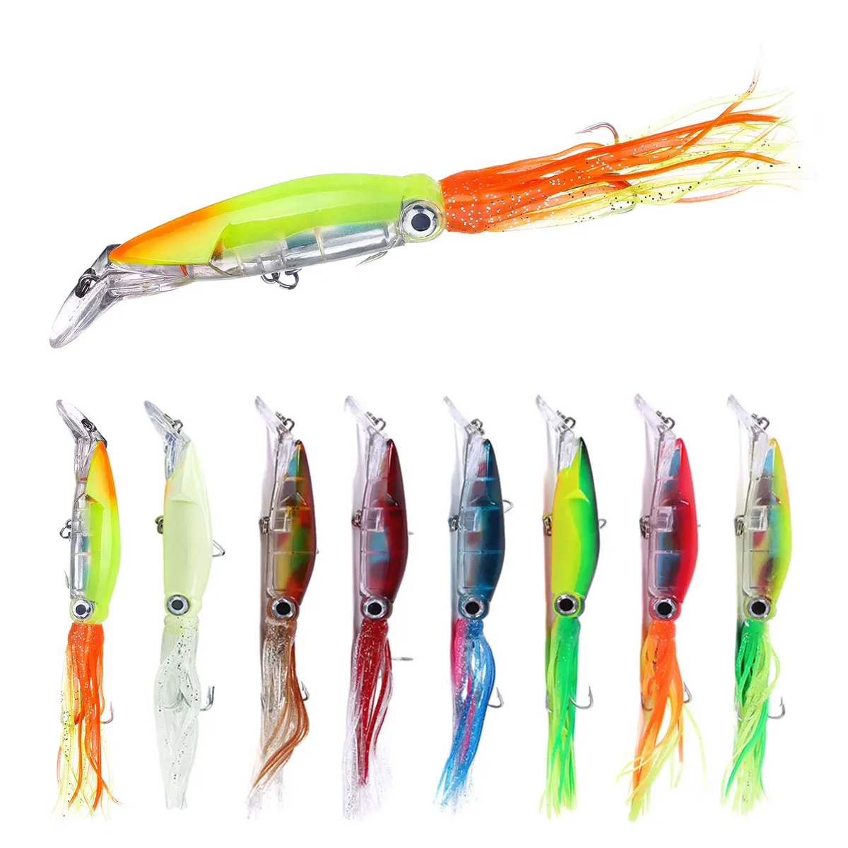 Wholesale 14cm 40g Saltwater Luminous Lifelike Octopus Squid Fishing Lures with Treble Hook