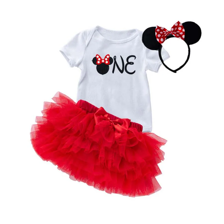 First Birthday Polka Dots Romper Tulle Dress Mouse Ear Newborn first birthday dress for a baby girl MBGO-005