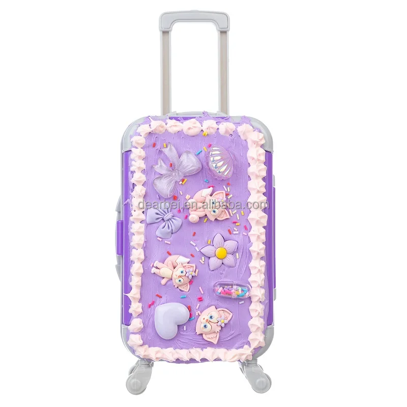 1Pcs Dollhouse Miniature Luggage Suitcase Storage Trolley Case Travel Holiday Toy Dolls House Handbag Model for Barbie doll