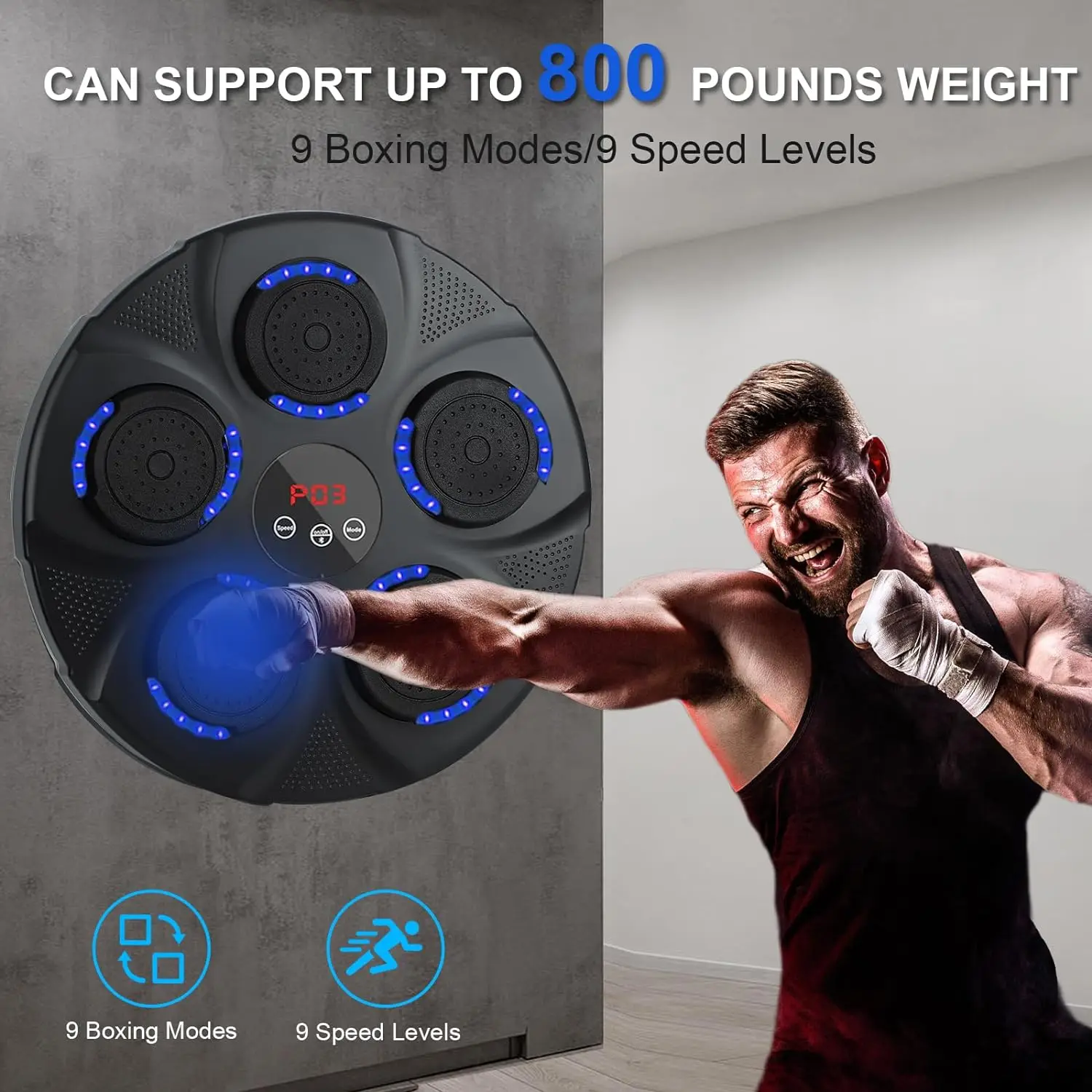 RS Custom Logo New Boxing Machine Punching Equipment Wall Training Shooting Punch Kick Punching Pad Smart Music Boxing Machine