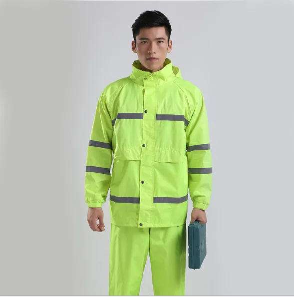 Low Price Motorcycle Men Raincoat best seller 2022 custom Adult Split Reflective Rain coat hoodie jacket pant