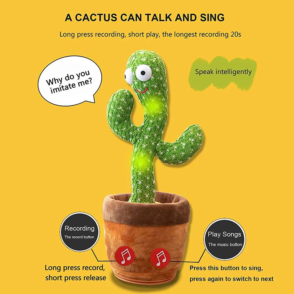 Dancing Cactus Game Twisting Dancing Cactus Doll recording Talking Singing Music Dancing Cactus Plush Toy