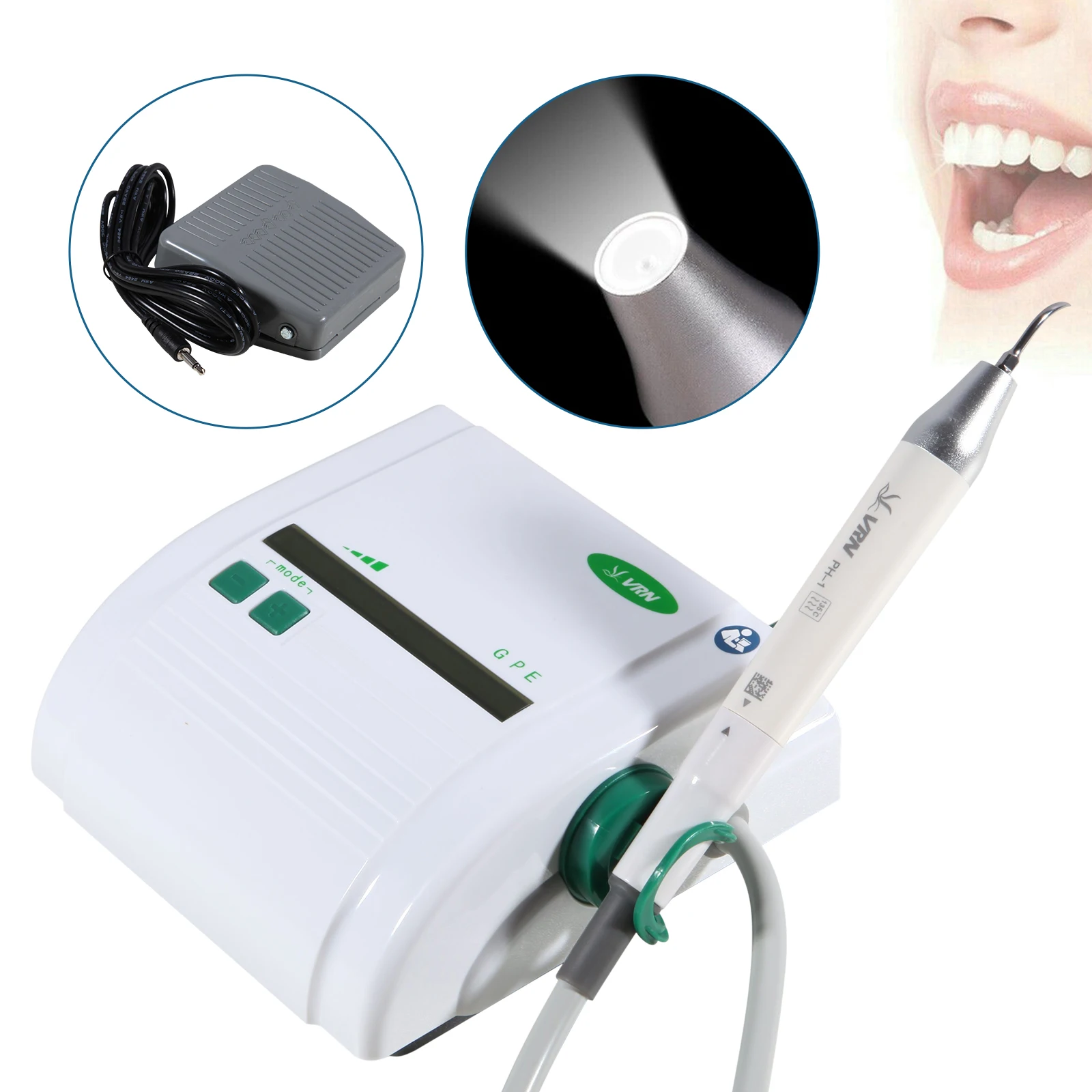 VRN Dental Ultrasonic Piezo Scaler fit EMS WOODPECKER Cavitron+LED Autoclavable Detachable Handpiece+5 Tips+Wrench