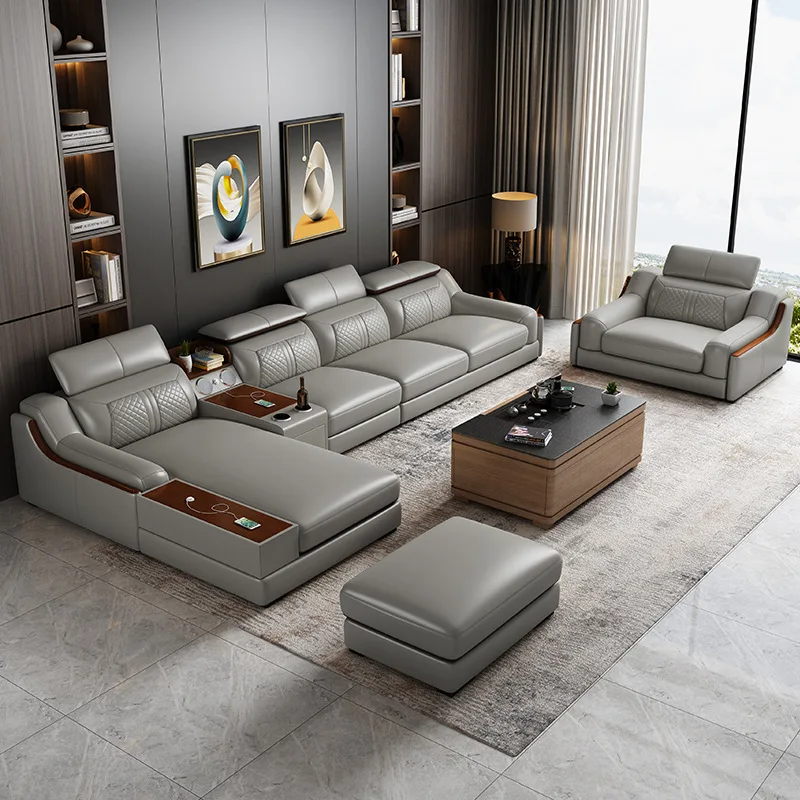 Explosive new product modern  sofa home living room adjustment functional leather sofa couch recline for hotel villa apartment