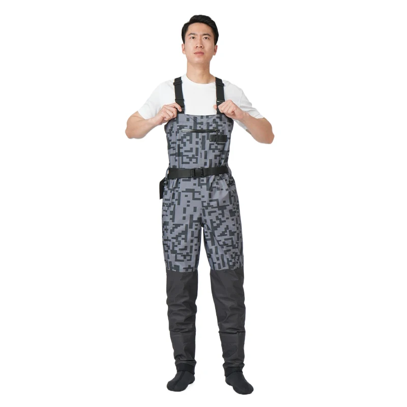 Manufacturers customized three layers breathable moisture permeable Mosaic camouflage waders