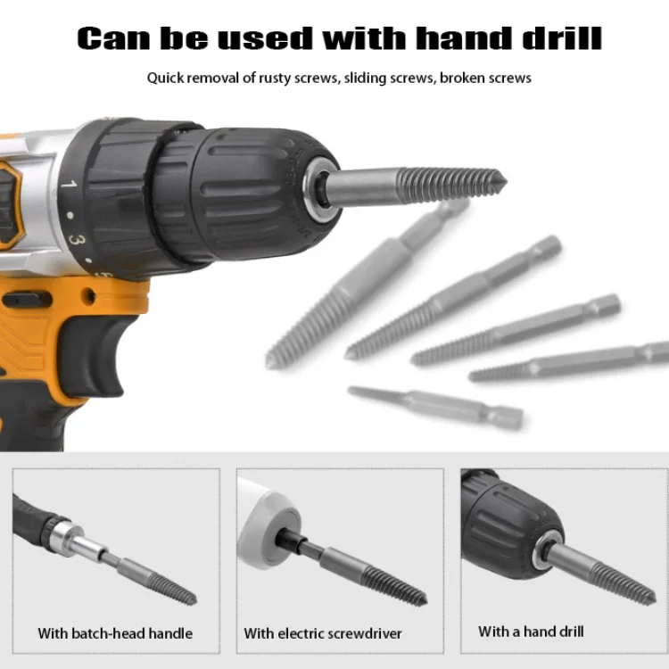 Hexagon handle broken wire extractor reverse thread drill broken sliding screw screw extraction and repair tool
