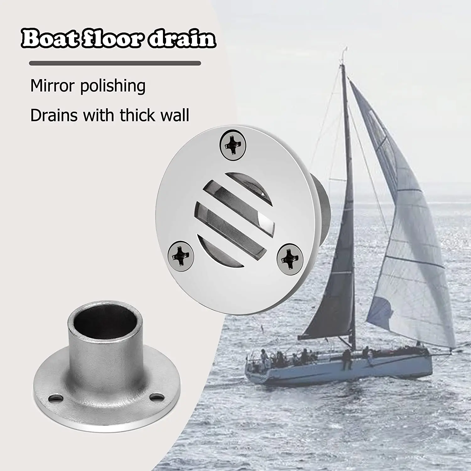 Boat Yacht Floor Deck Drain Scupper Marine 316 Stainless Steel for Yacht Kayak Deck Drainage or Bathroom Drain Supplies