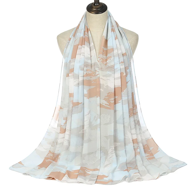 premium shawl printed heavy hijab scarf printing instant floral chiffon shawls women