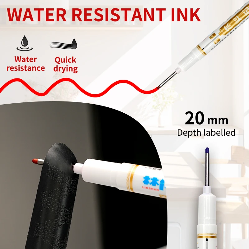 New Product Multi-Purpose Deep Drill Hole Long Nib Waterproof Marker Pens Colorful Carpenter Pen for Bathroom Woodworking