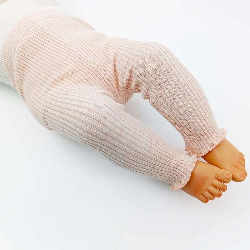 Pinuotu Baby Knitted Pants Custom Newborn Ribbed Tights Boys Girls Knitwear Frill Baby Cotton Knit Legging Pants