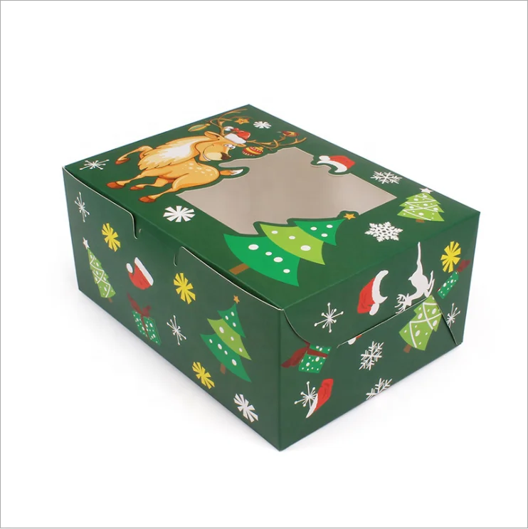 2021 New Design Christmas Candy Gift Box Packaging Cake Box Cookie Box Eve Packing Christmas Cardboard Service Customized Size