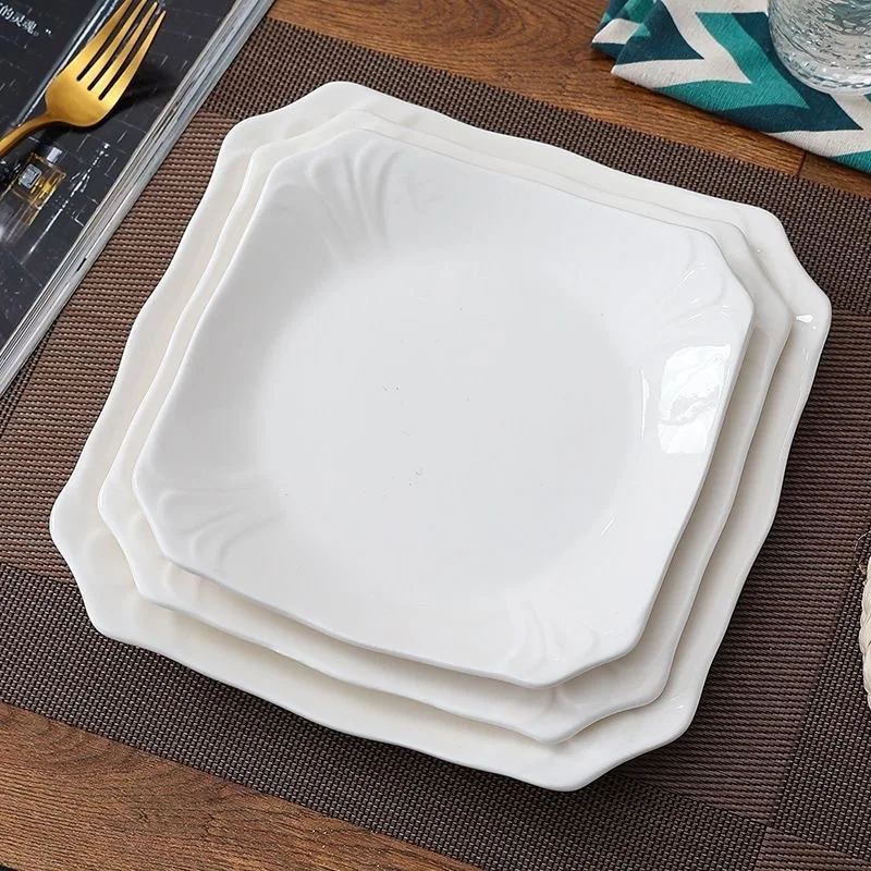 Wholesale Unbreakable White Large Custom Plastic Square Melamine Dinner Plates For Restaurant