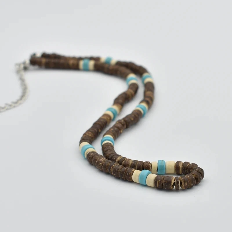 Summer Bohemian Brown Coconut Beads Surf Men Tribal Jewelry Handmade Vintage Wooden Beads Necklace for Men