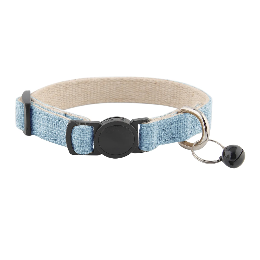 Designed By COCO BUDDY Breakaway Cat Dog Collar Lead Eco Friendly Hemp Fabric  Pet Cat Collar with Bell 10 Colors in stock