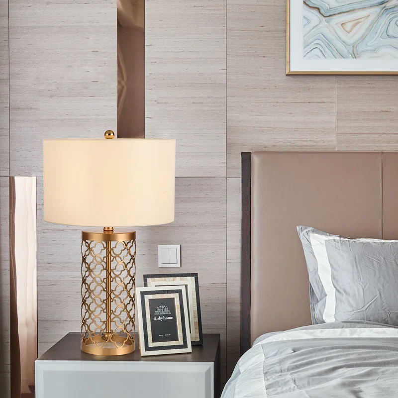 new design modern golden iron mosaic drum table lamp for home decoration