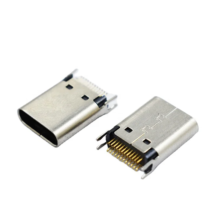 Universal Board Edge PCB Plywood Straddle Mount 1.0mm 24Pin USB Type-C female socket connector vertical