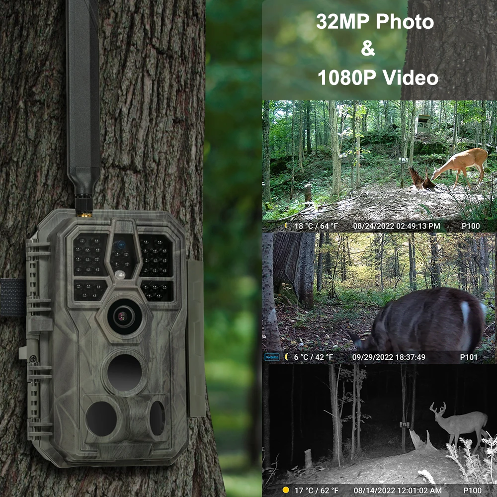 GardePro X50 Cellular LTE Trail Cameras Wireless 4G Hunting Camera 32MP Trap Cam No Glow IR Led Wildlife Trap