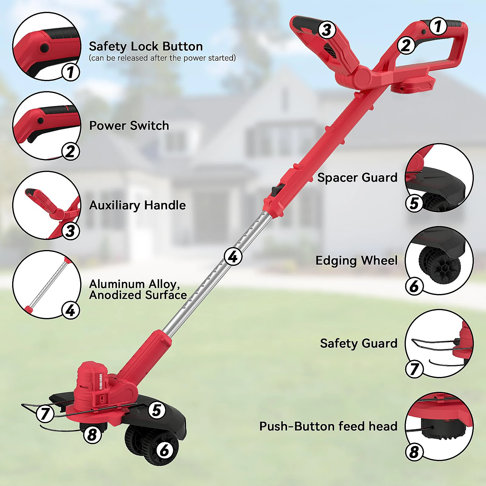 Electric String Trimmer for Lawn Mower & Grass Trimmer Long Battery Life Fast Charging Lawn Edging Weed Cutting