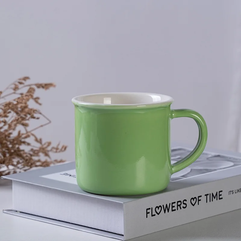 Customizable Hot Sale Stoneware Tea Cups Imitation Enamel Mugs RetroCeramic Travel Camping Coffee Mugs