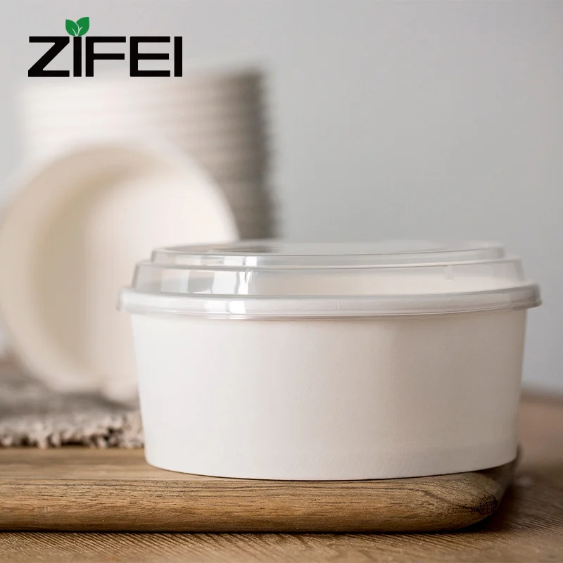 Горячая Распродажа, Высококачественная Белая Салатница из крафт-бумаги пищевого класса с крышкой