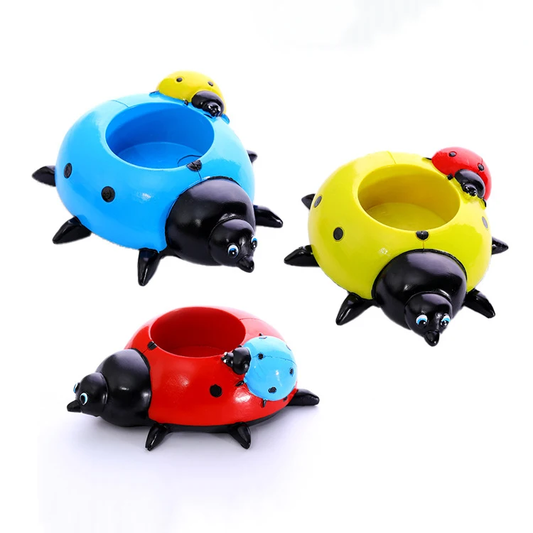 Outdoor Garden Landscape Cartoon Beetle Flower Pot Sculpture Creative Resin Crafts Seven Star Ladybird Flower Pot Decoration
