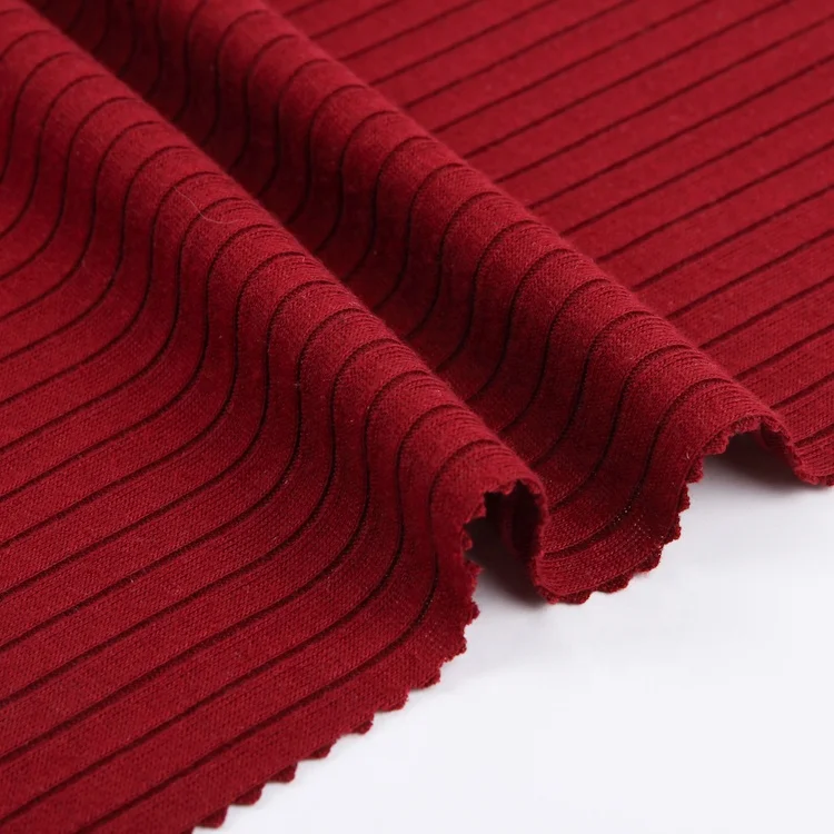 
Plain dyed 8x4 rib 95 polyester 5 spandex weft knitted ribbed fabric for clothing 