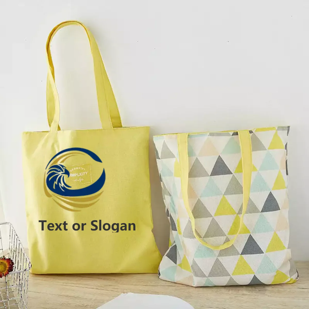 Fabric interior and exterior dual-purpose handbag cotton and linen pocket tote bag reusable storage sundries shopping bag