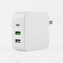 USB C Wall Charger 65W Fast Portable 3 Port Charger USB-C QC PD 3.0 Power Adapter Type C Charger