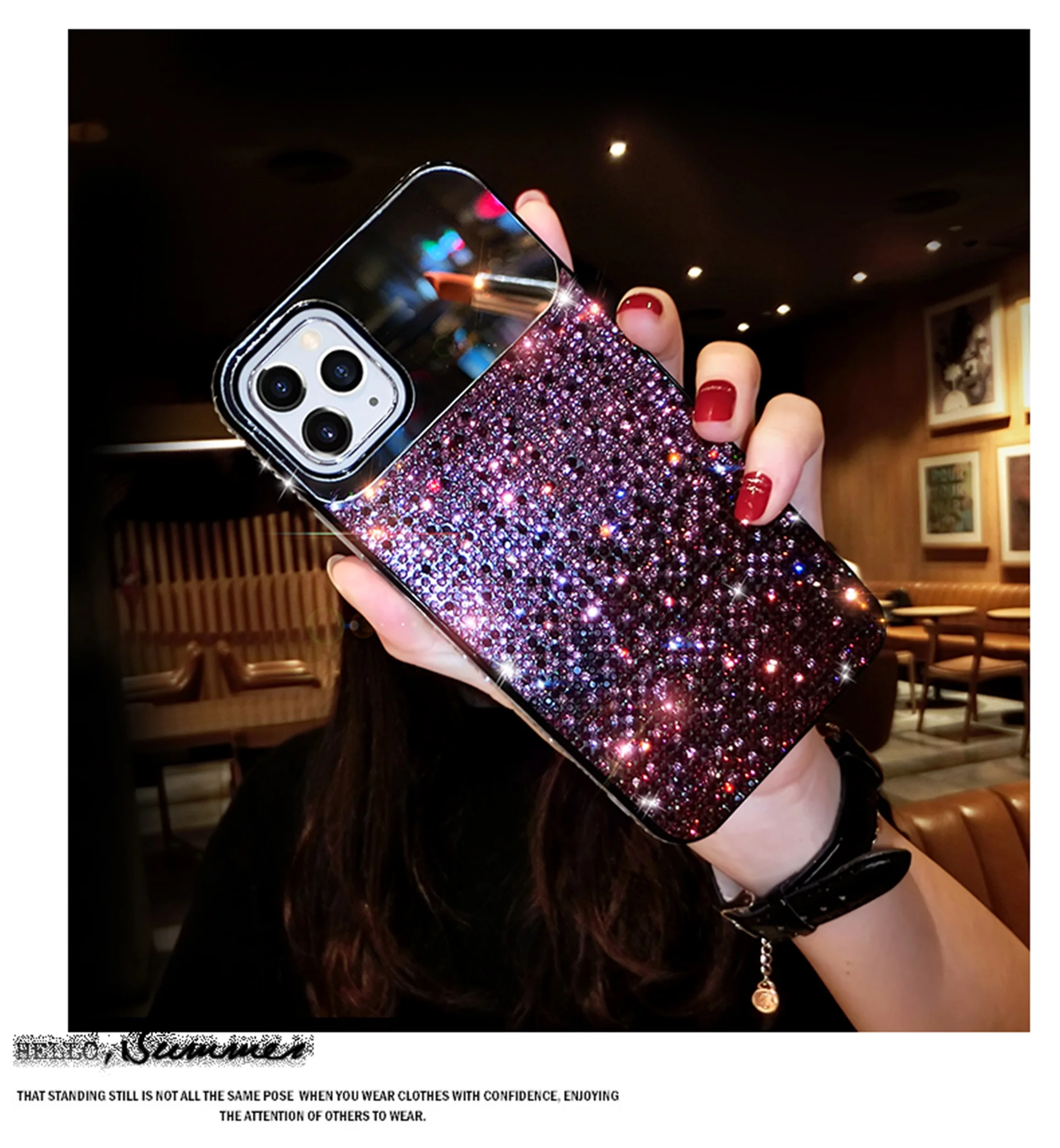 Bling Glitter Mirror Diamond Design Phone Cover Luxury Fashion Designer Cell Phone Cases for iphones