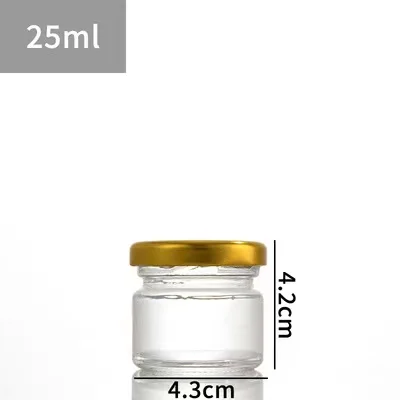 Wholesale Various Sizes Round Mini Glass Bottle 25ml Jam Jelly Glass Jar