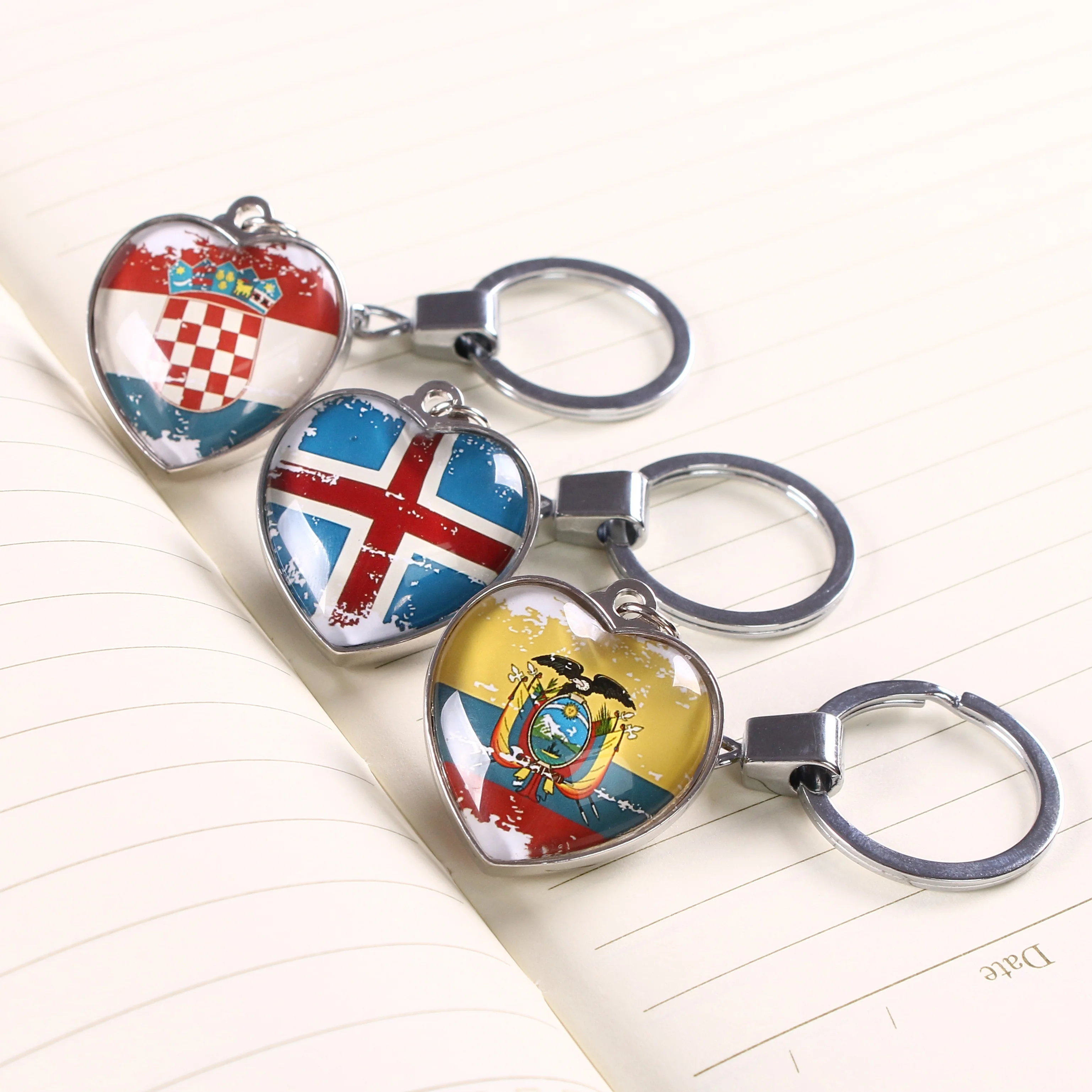 
Cheap Customize Photo Double-sided Islam Country Crystal Glass Car Keychains 