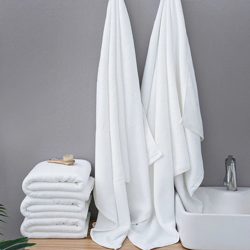 Wholesale Hotel Multi Sizes 70 X 140 Bathroom Shower Towel Cotton White Bath Towel Sets White