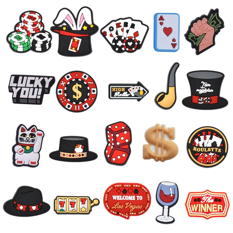 Gambling Shoe Charms Poker Game Card Clog Shoe Charms  Las Vegas Gambling Shoe Decoration Party Gifts for Boys Girls Women Men