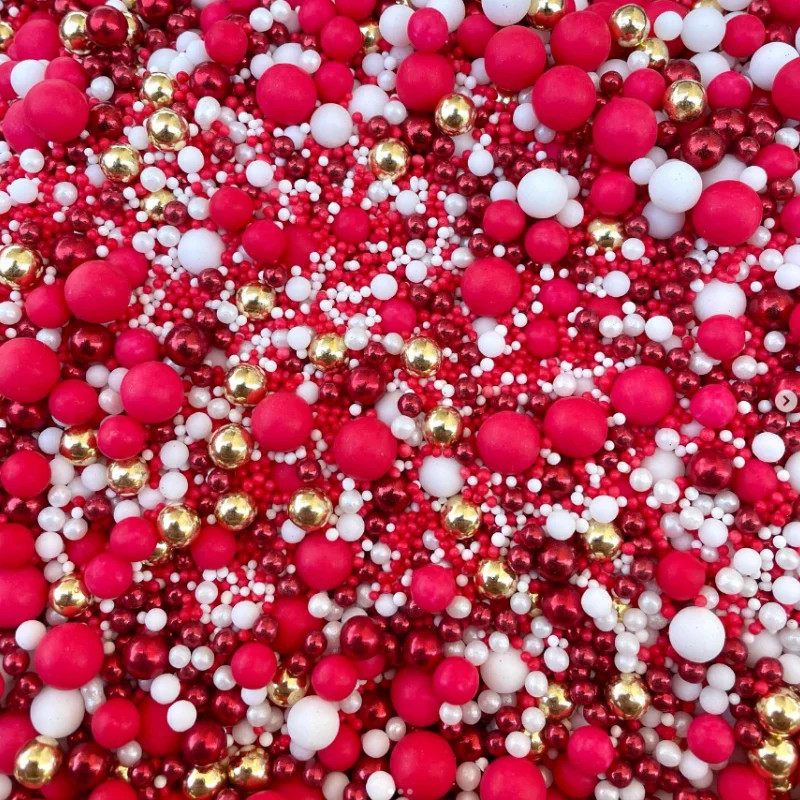 500g Edible Red Pearl Sugar Sprinkles Candy Mixing Size Sugar Decorations sugar cakes