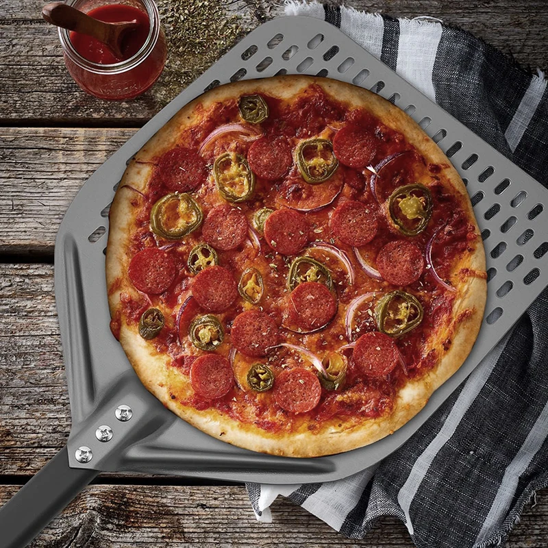 Factory Direct Aluminum Black Pizza Paddle 12 14 Inch Long Handle Sliding Pizza Peel For Restaurant