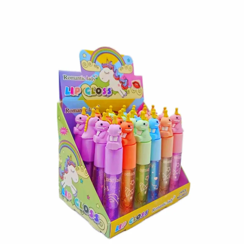 Cute little dinosaur color changing lip gloss honey peach Velvet Matte Lip Glaze white suit lipstick