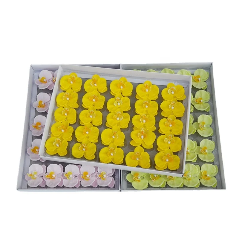 Hot Sale Artificial Silk Flowers Phalaenopsis Christmas Decorations Wedding Bouquets Soap Flower Butterfly Orchid Head
