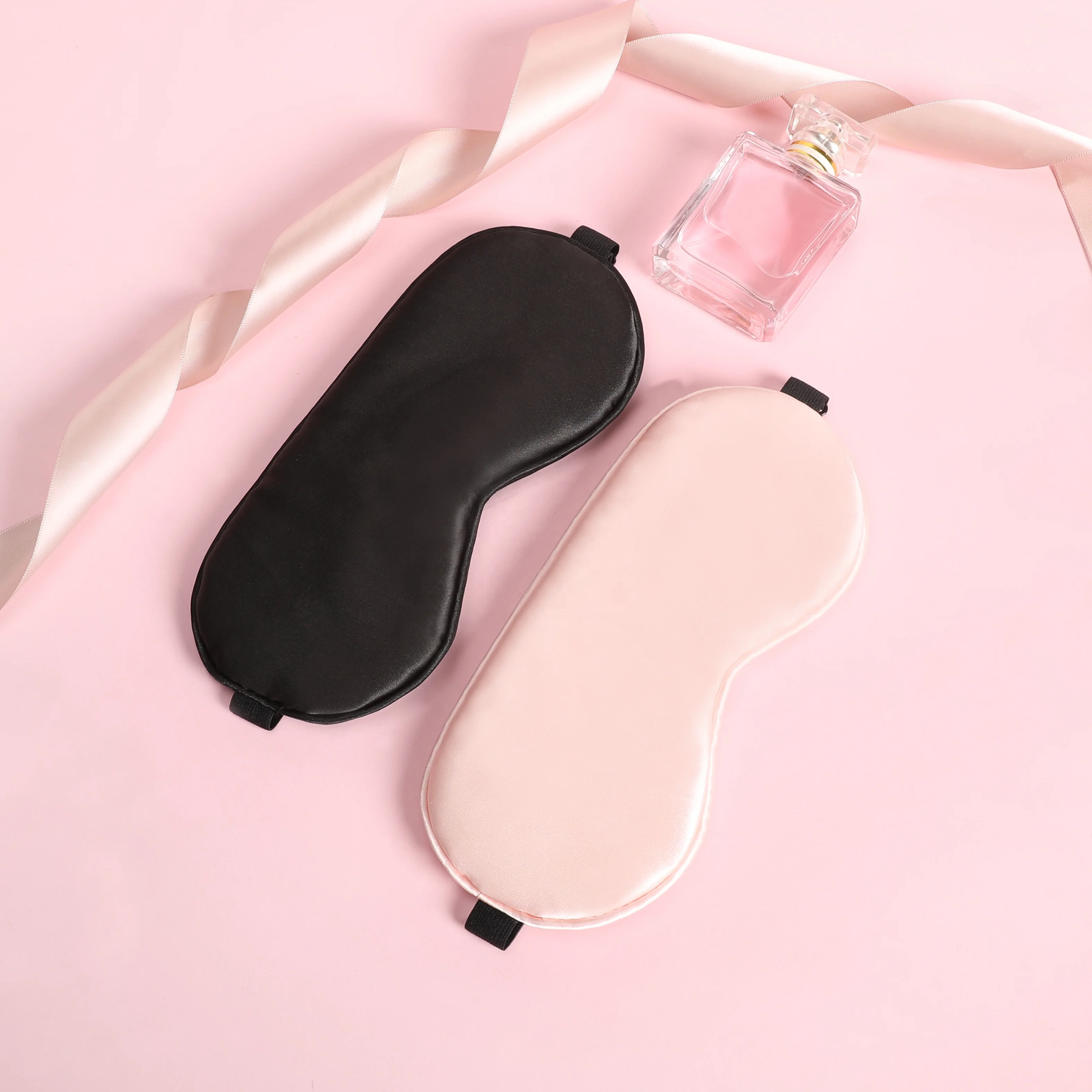 Customized Super Smooth Unisex silk satin Eye Mask for Airplane Hotel Sleep Eyemask