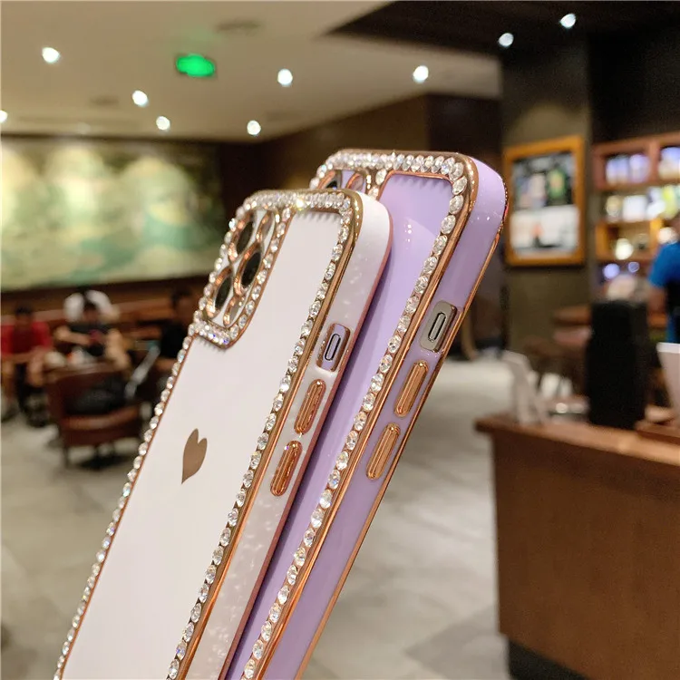 Роскошный Алмазный блестящий чехол для телефона iPhone 11 12 13 Pro Max XR XS MAX 7 8 Plus Мягкий с покрытием