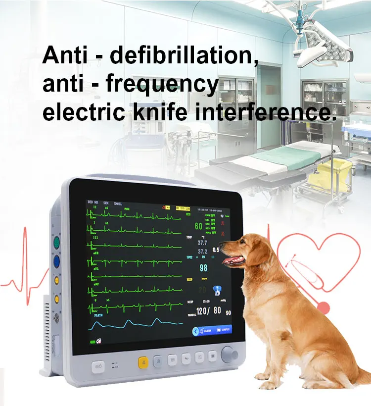 Yonker hospital animal vital sign dog pet ecg heart rate ultrasound machine portable multiparameter veterinary patient monitor