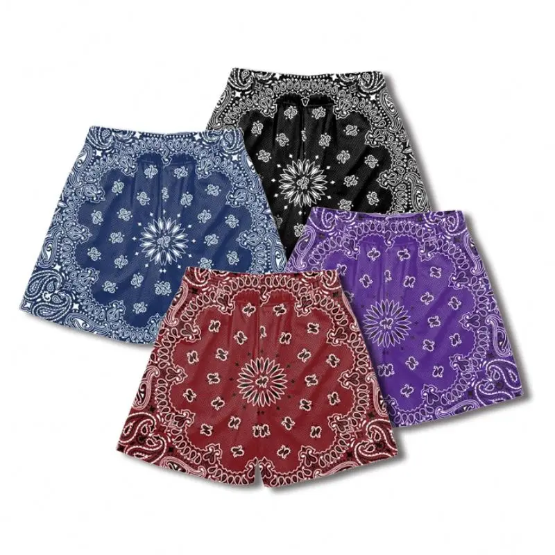 Custom Summer Printed Casual Shorts Paisley Cashew Flower Lace-up Shorts Loose Beach Short Pants