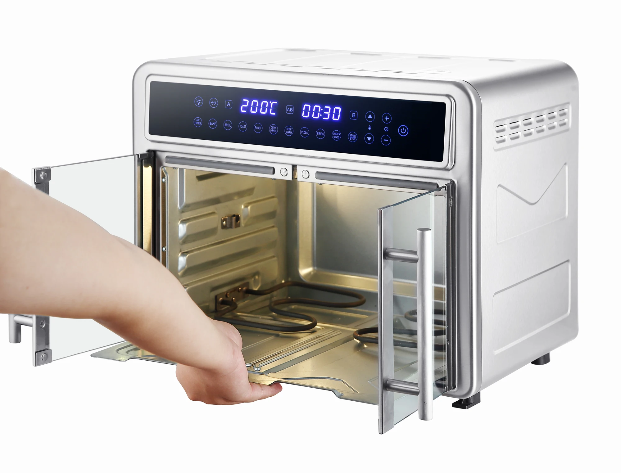 OEM SERVICES 26 QT Extra Large Air Fryer, Convection Toaster Oven with French Doors, Stainless Steel